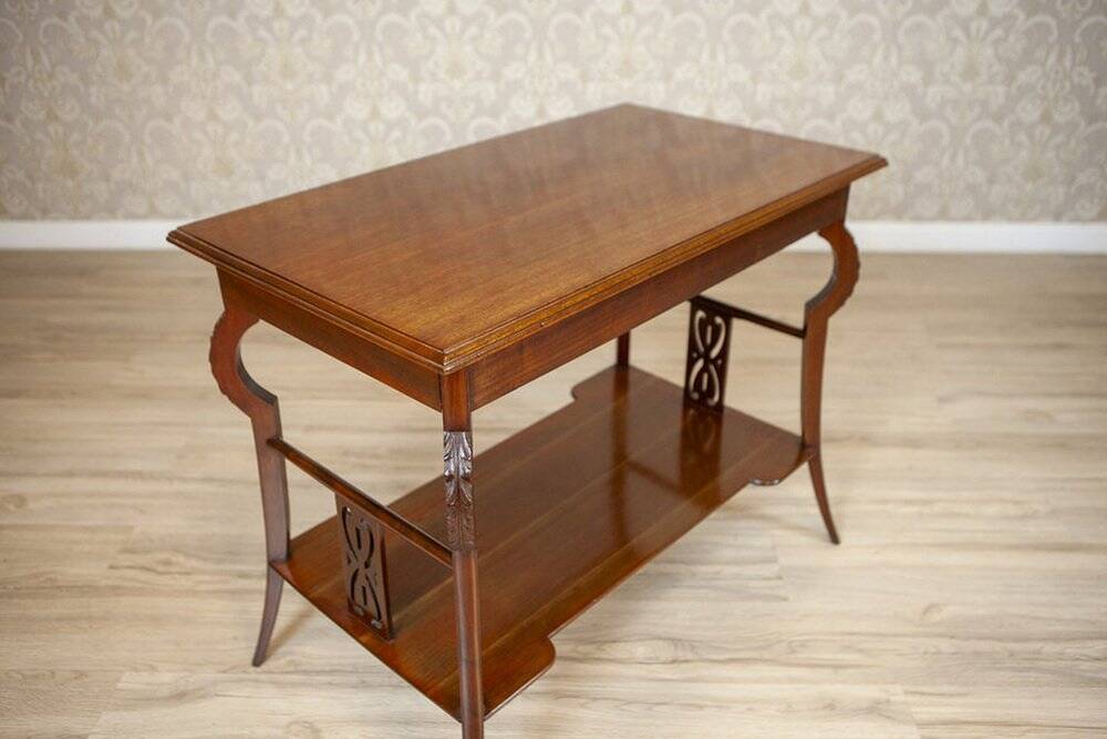 Table basse en acajou brun Art Nouveau du début du 20e siècle, années 1950