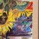 Original Swedish Oil on Panel – “Sunflowers” – Monogram Signed – Vintage & Framed