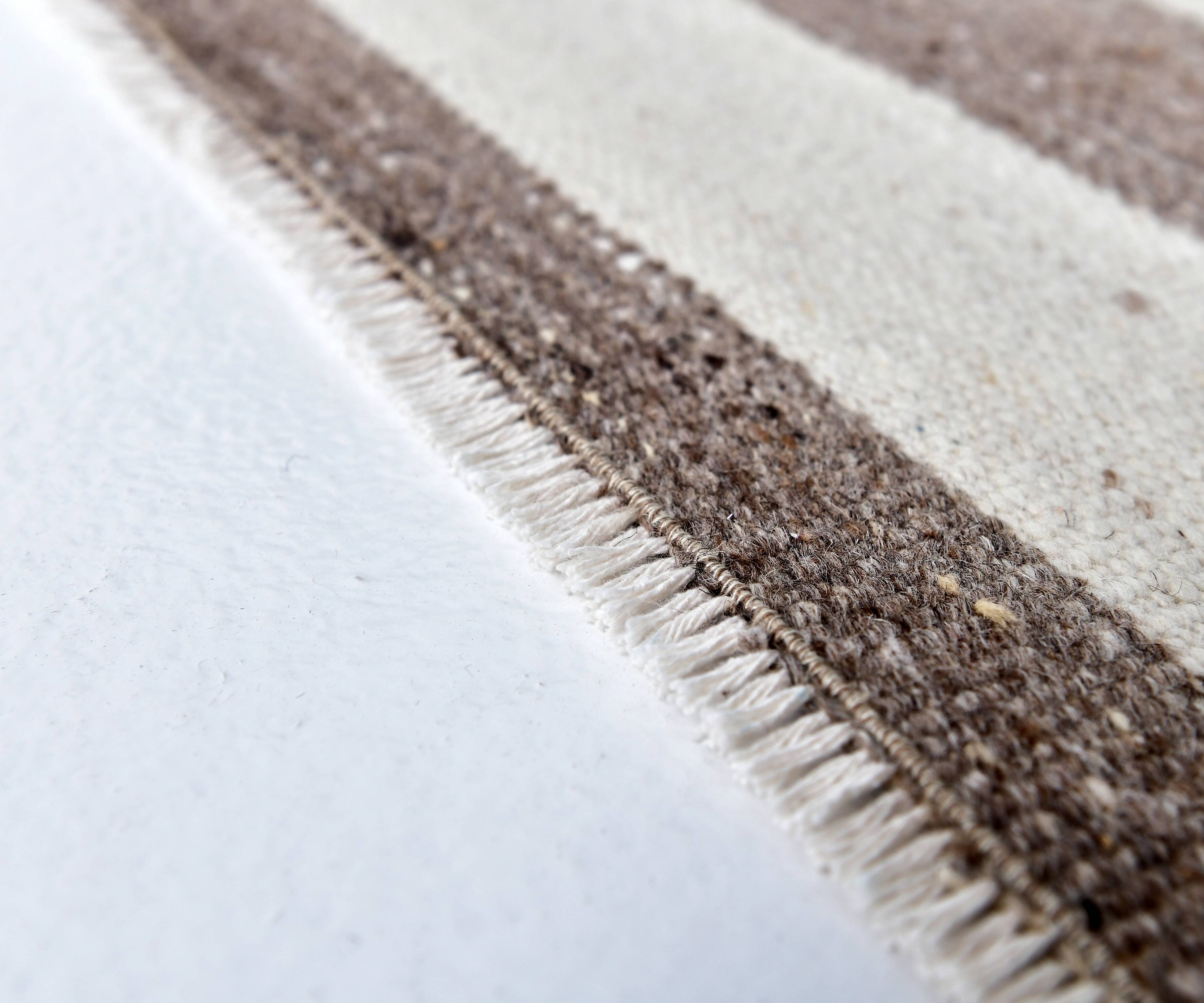 brown cream kilim carpet 120x140 cm, wool washabele rug , organic rug