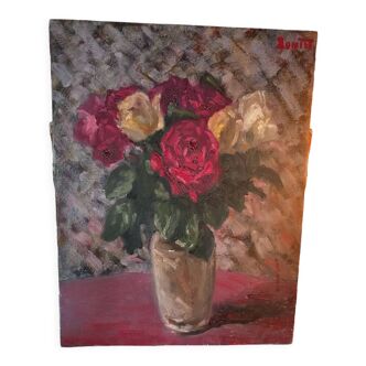 Tableau nature morte au bouquet de roses