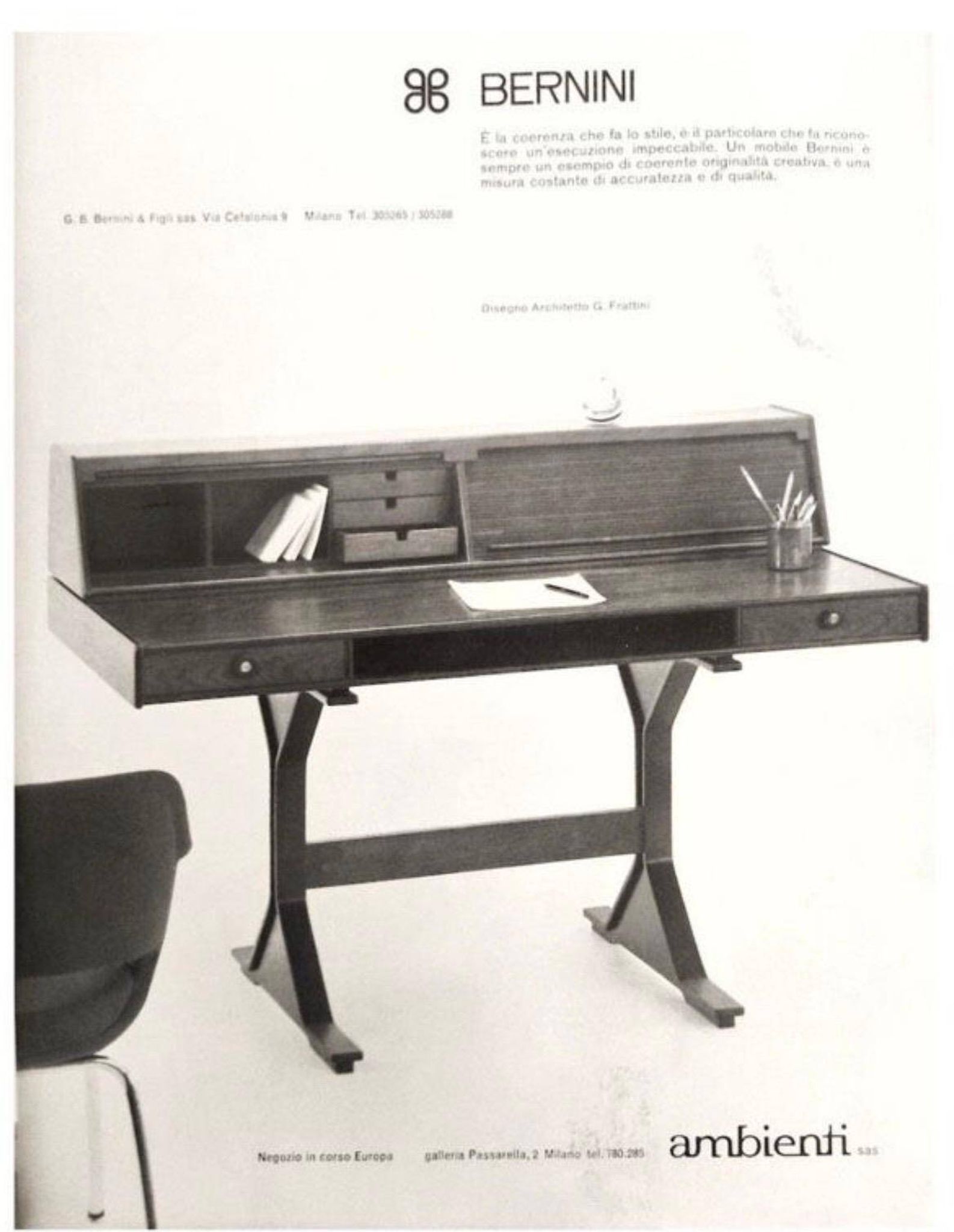 Desk 530 by Gianfranco Frattini for Bernini, Italy, 1950s