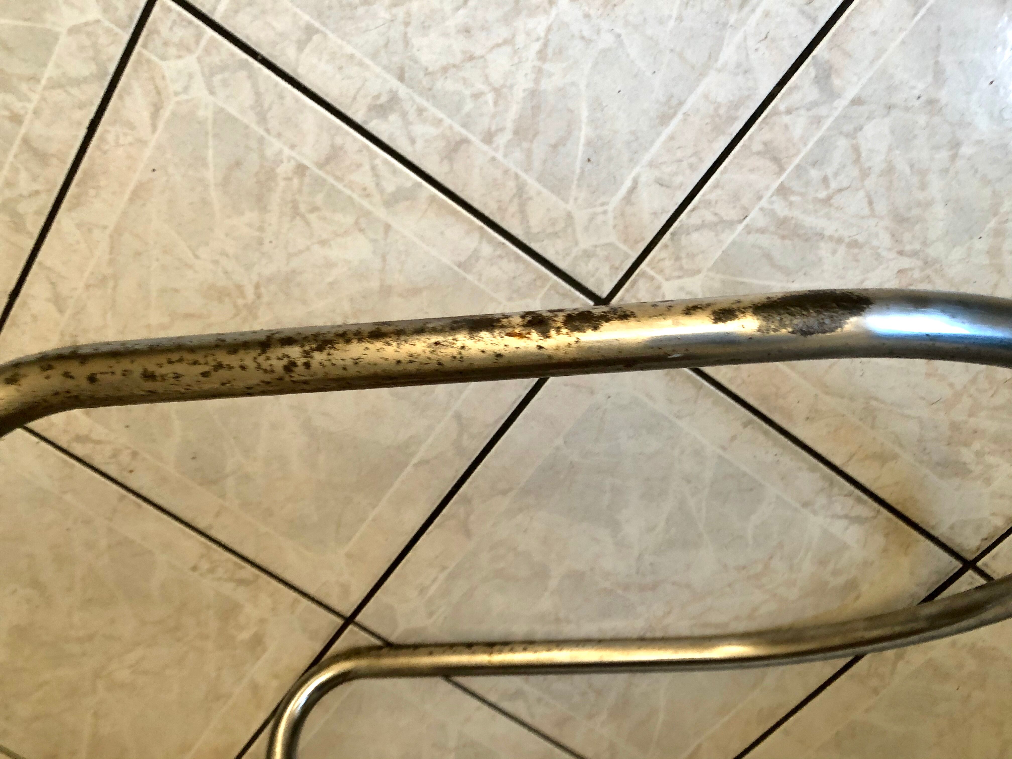 Pair of Cantilever chair design Gastone Rinaldi vintage 70 chrome steel wires