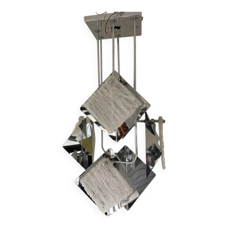 Modernist Geometric 6-Light Chandelier attributed to Angelo Brotto for Esperia, 1970s