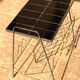Vintage magazine/vinyl rack table – Black tiled top, scoubidou trim
