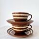 Lot de 2 tasses + 2 assiettes en grès "Mary" - Digoin Sarreguemines Vintage