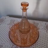 Pink glass liquor service