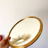 round mirror tray in gold metal 50s-60s