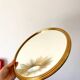 plateau miroir rond en métal doré années 50-60