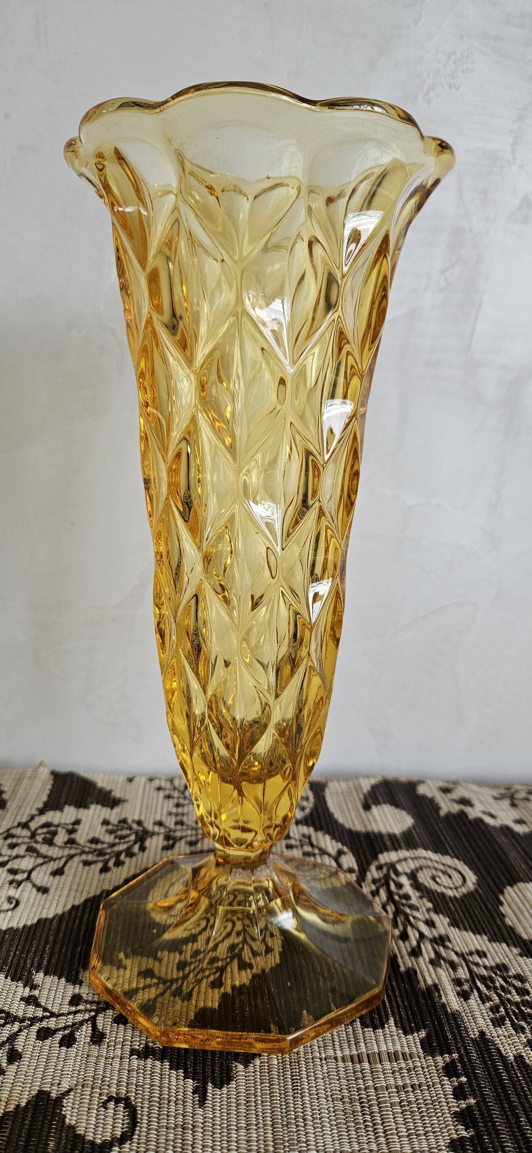 Art deco amber glass vase
