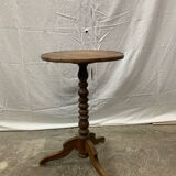 Ancien guéridon, brutaliste en bois tourné