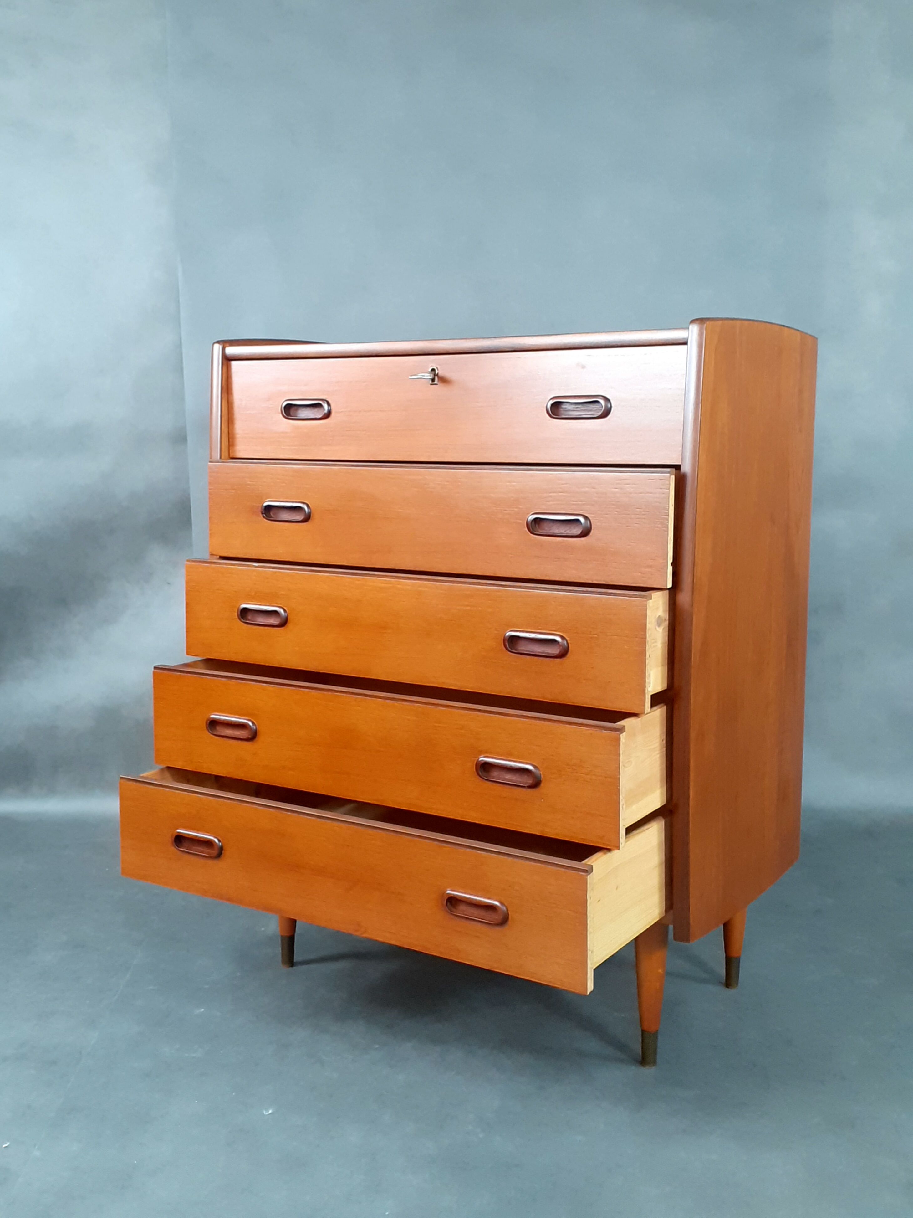 Commode Norvégienne 5 tiroirs en Teck, 1960s