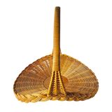 Old large round wicker and bamboo presentation basket - diameter: 59 cm