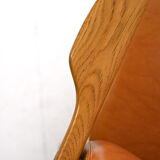 Pair of vintage Danish teak and leather armchairs