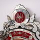 Large Vintage Venetian Red Glass Etched Wall Mirror
