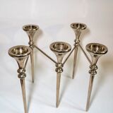 Vintage chandelier with 5 articulated arms in silver chromed steel, French design 70s.