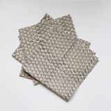 Set of 4 black and beige block-print towels