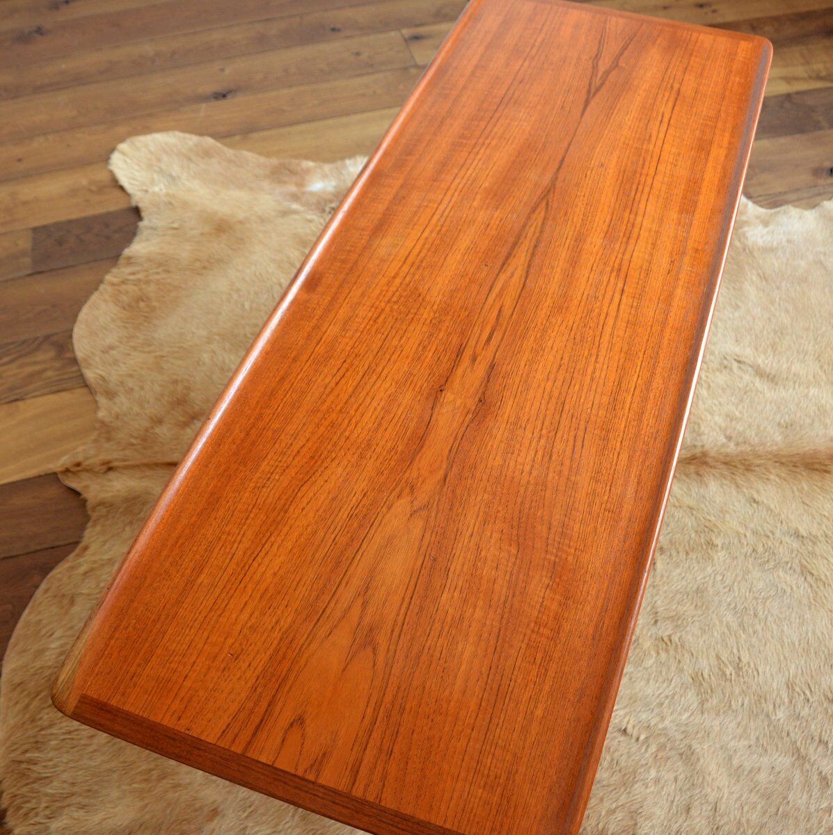 Coffee table double top Danish design teak and rattan 1960