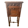 Table de nuit bois avec plaque de marbre