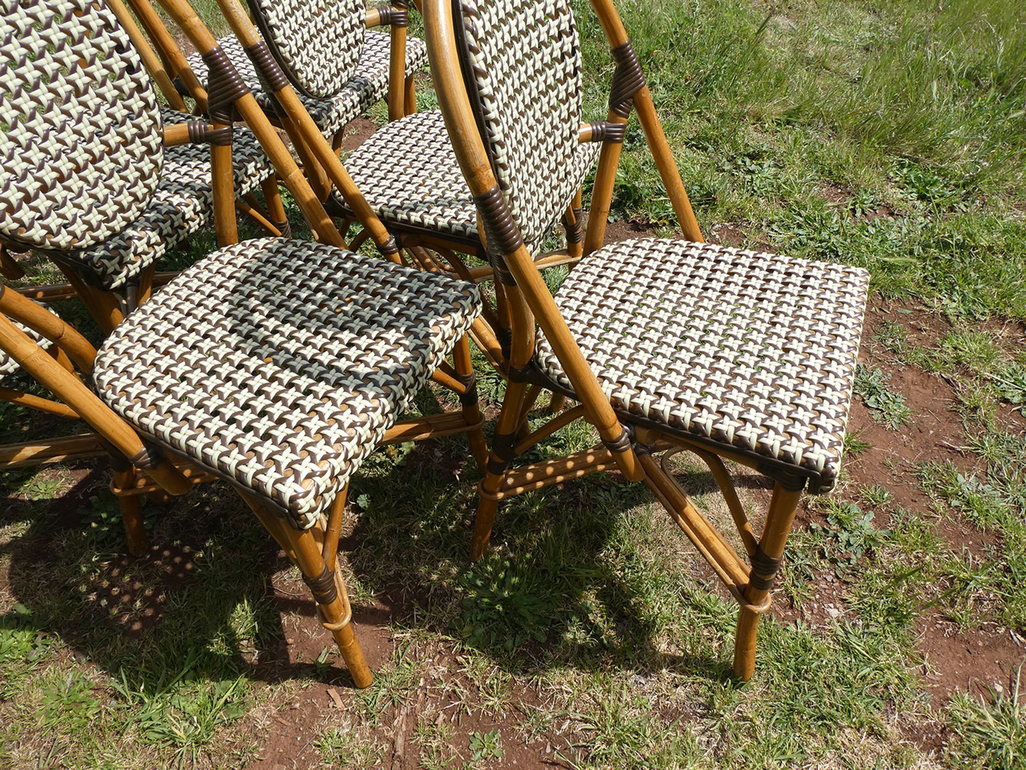 Set of 6 chairs bistro terrace "Parisian" rattan and brown braiding