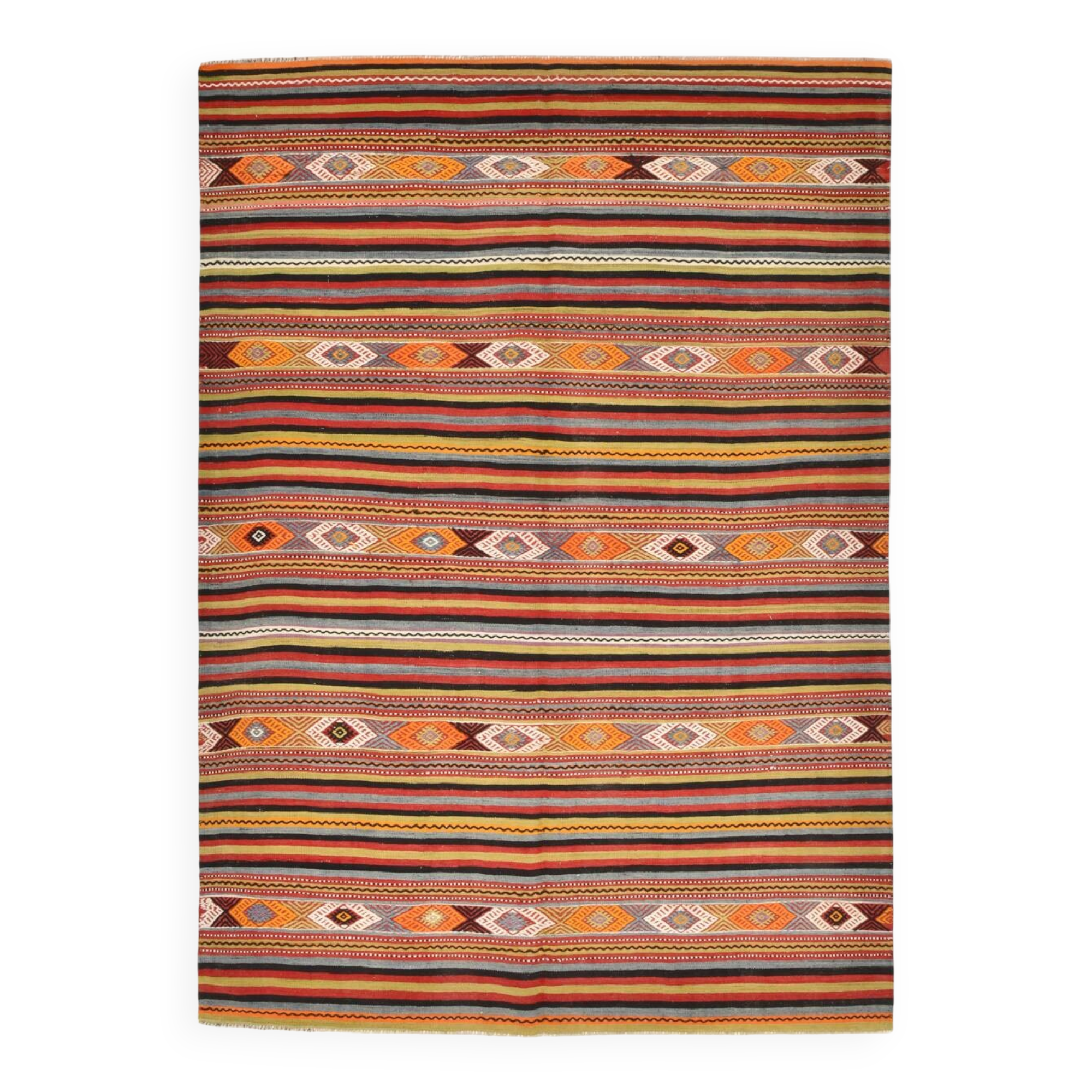 6x8 Red Blue Striped Vintage Kilim Rug  173x243Cm SK 33439