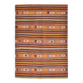 Tapis Kilim vintage à rayures rouges et bleues 6x8 173x243 cm SK 33439