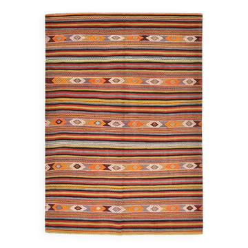 6x8 Red Blue Striped Vintage Kilim Rug  173x243Cm SK 33439