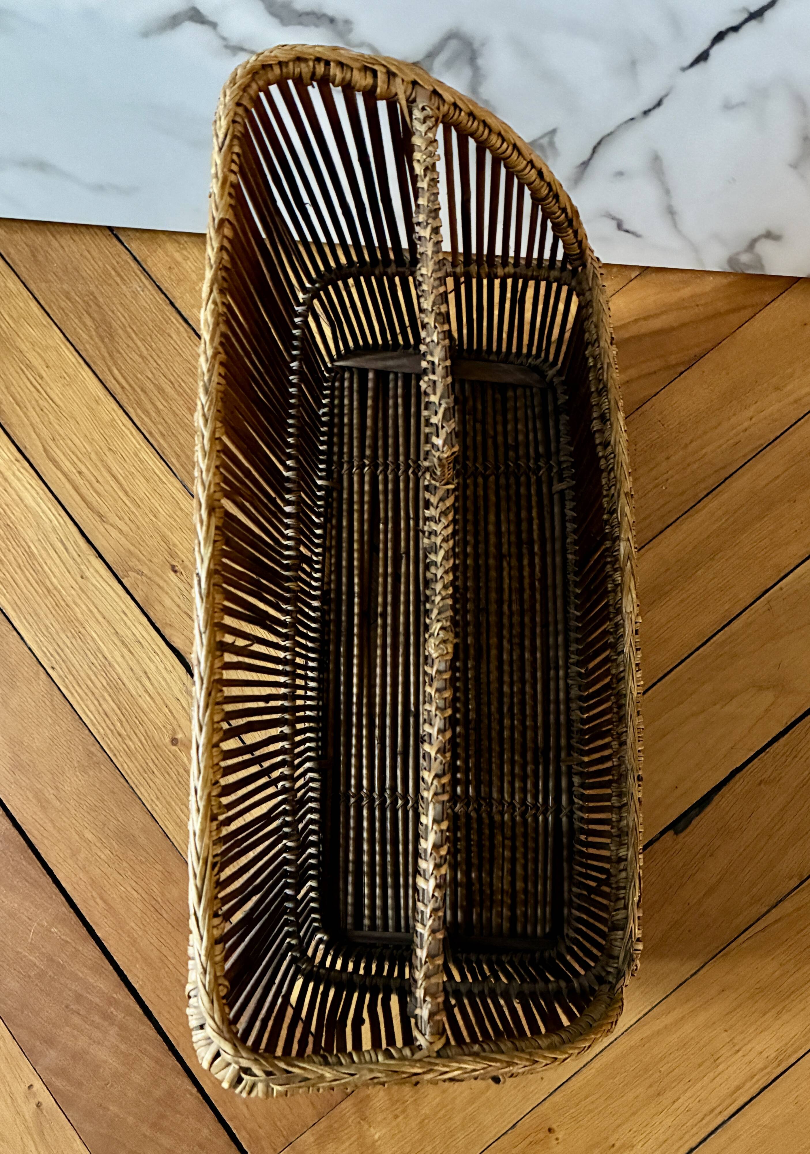 Vintage rattan magazine rack