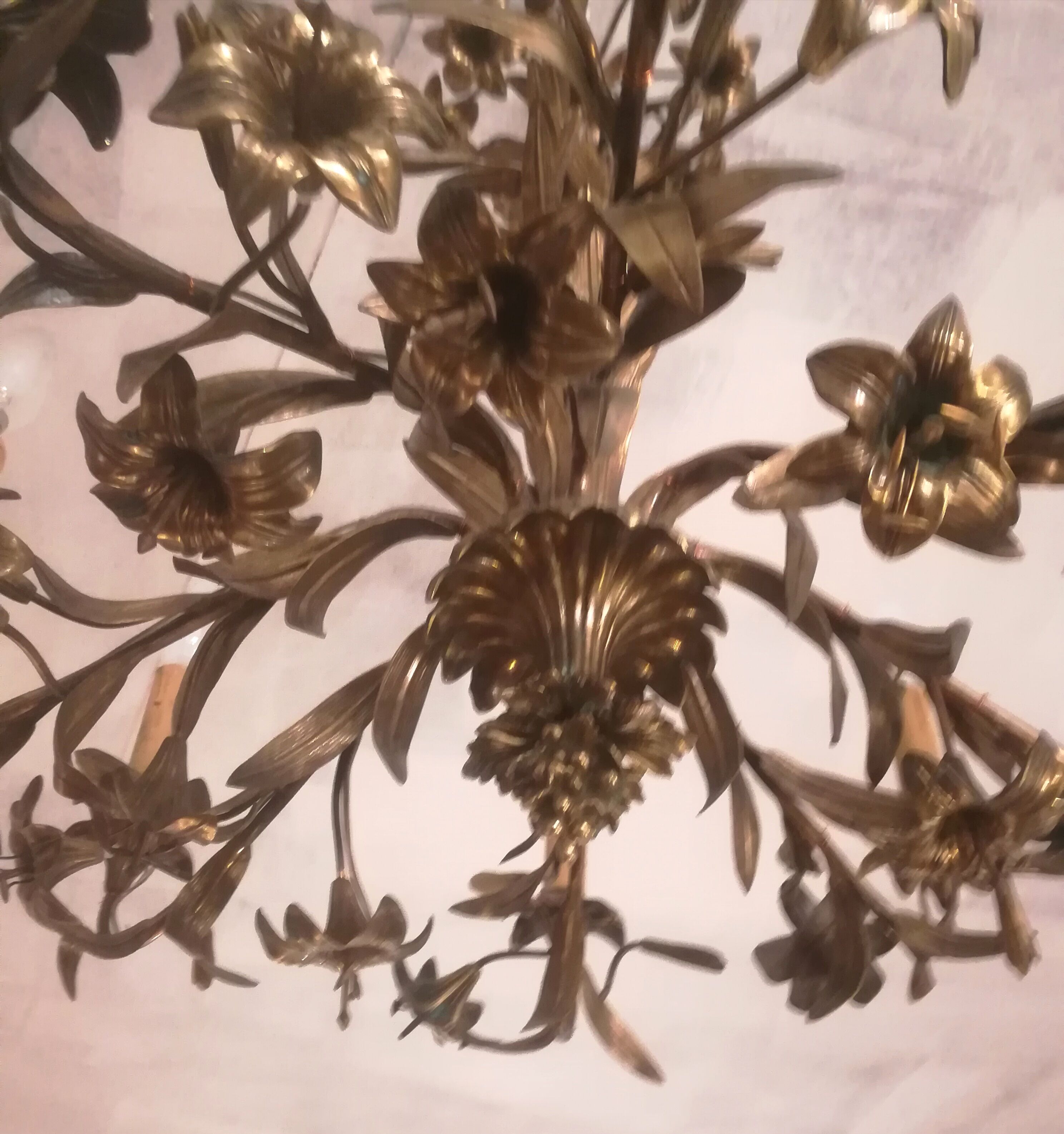 Late 19th century gilt bronze fleur-de-lis chandelier