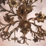 Lustre fleurs de lys en bronze doré fin XIXème