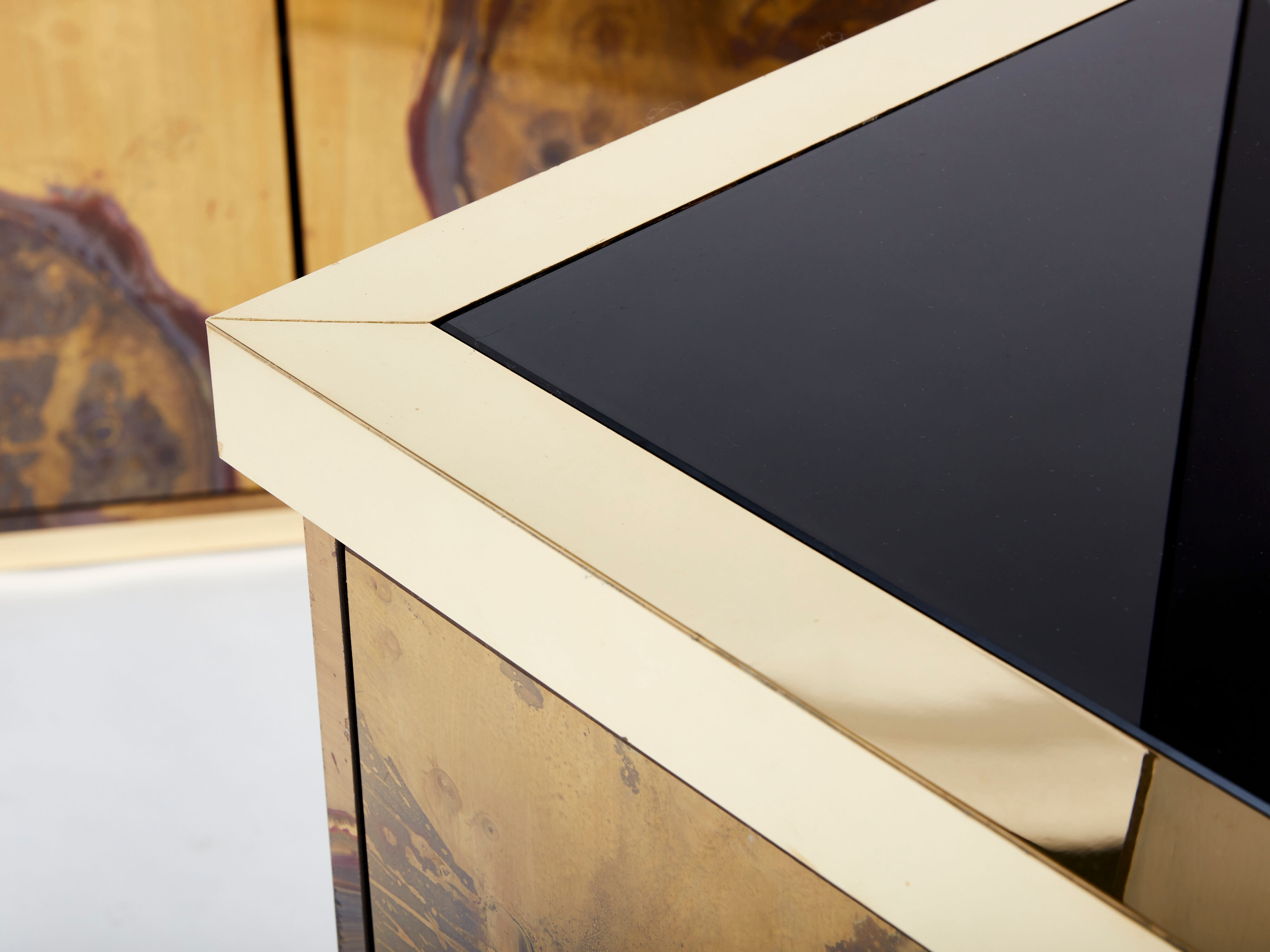 Pair of brass cabinets oxidized 1970