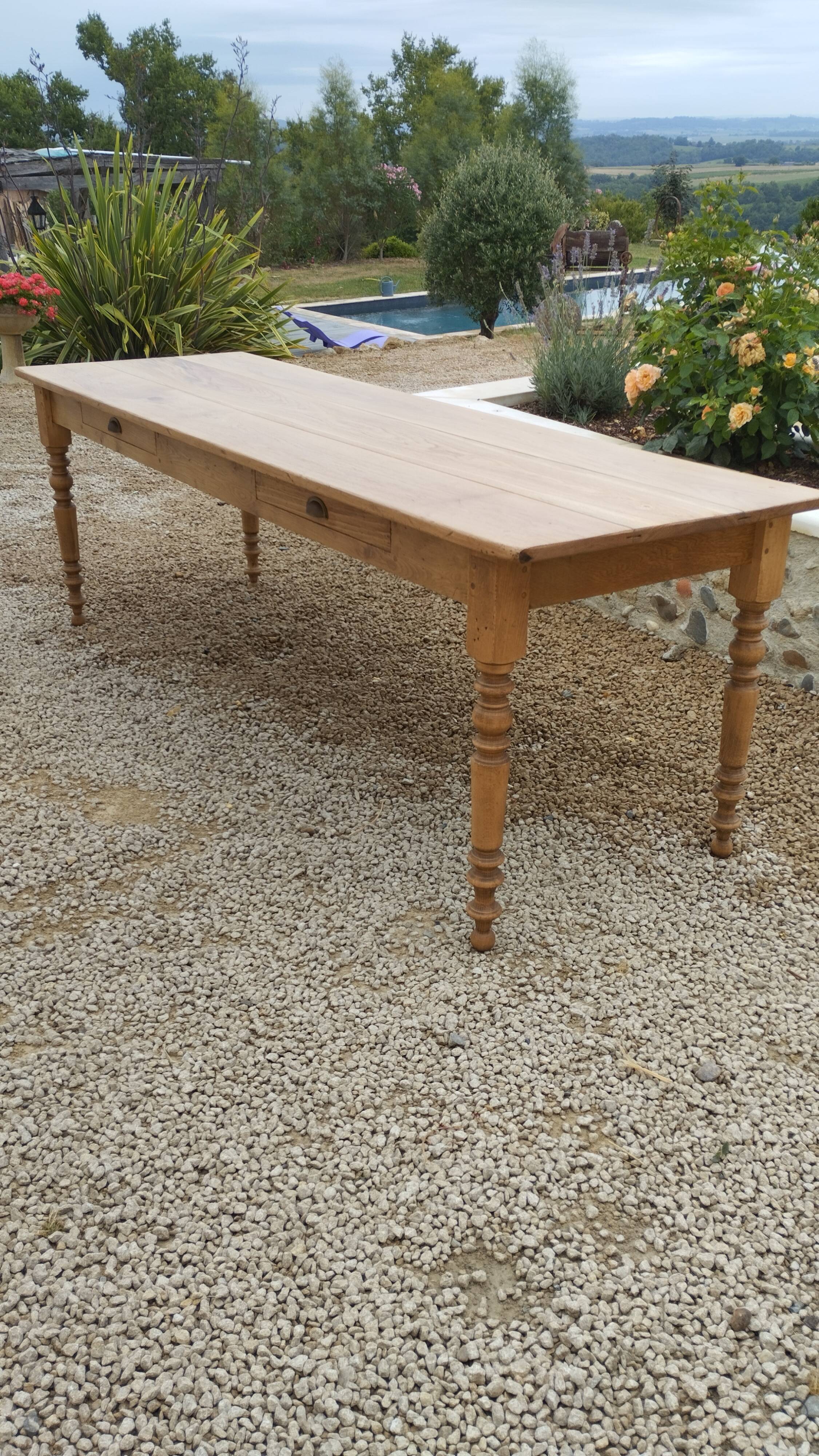 Elegant and refined 230 X 73 solid oak farmhouse table.