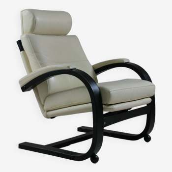 Nelo swedish leather recliner armchair by åke fribyter