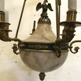 Lustre empire en bronze et albâtre XIX siècle Napoléon III