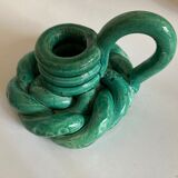 Product BHV Candlestick in turquoise glazed clay Vallauris 1960