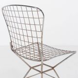 Pair of vintage Italian architectural design steel wire chairs from the 1970s