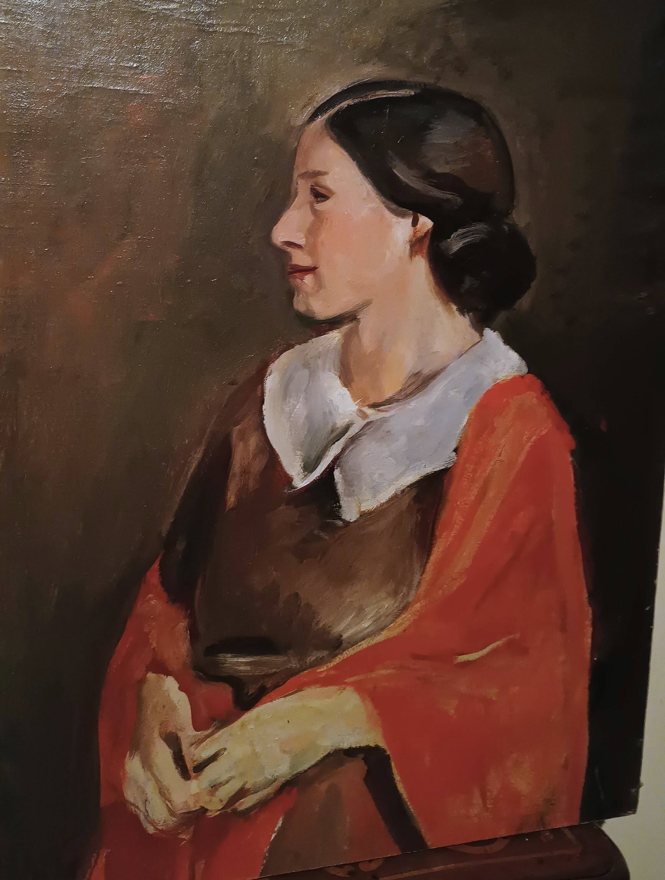 Tableau antique portrait féminin huile sur toile ennio pozzi (1893-1972)