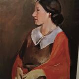 Tableau antique portrait féminin huile sur toile ennio pozzi (1893-1972)