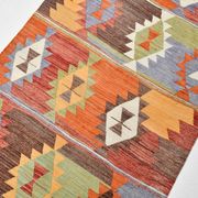 3x10 Geometric Multicolor Turkish Kilim Runner Rug,Rug For Hallway,95x295Cm
