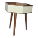 Octagonal Art Deco planter in painted brown and white wood, pedestal from the 1940s.