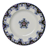 Hollow Plate in Earthenware - "Rouen Style" Decor - JVB Brand - Late 19th Century
