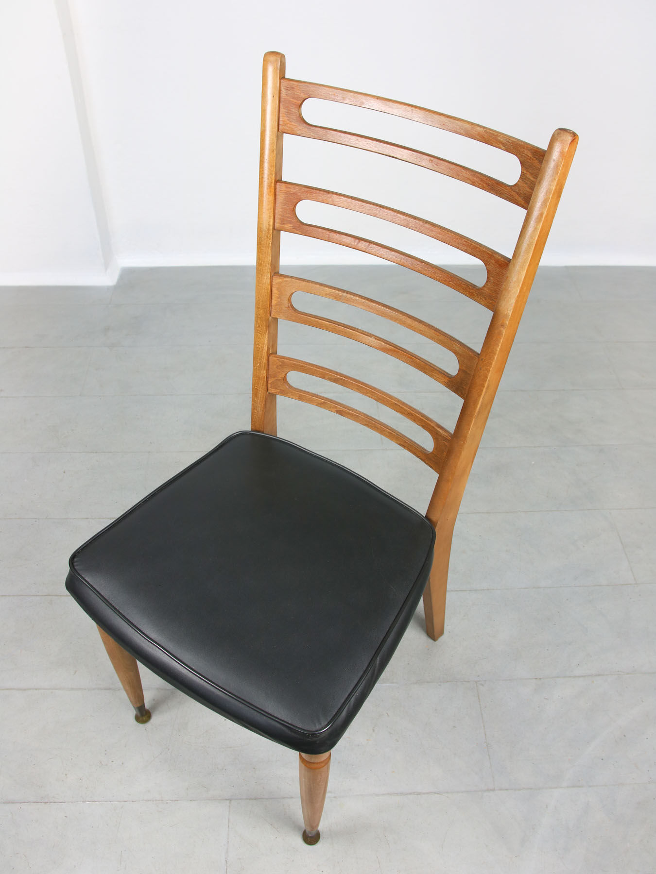 Vintage wooden & brass dining chairs