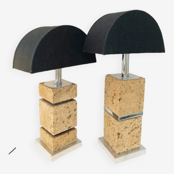 Pair of cork lamps Unilux, 1970