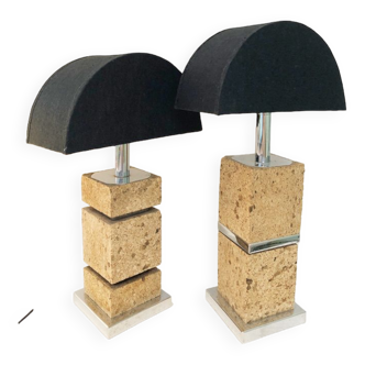 Pair of cork lamps Unilux, 1970