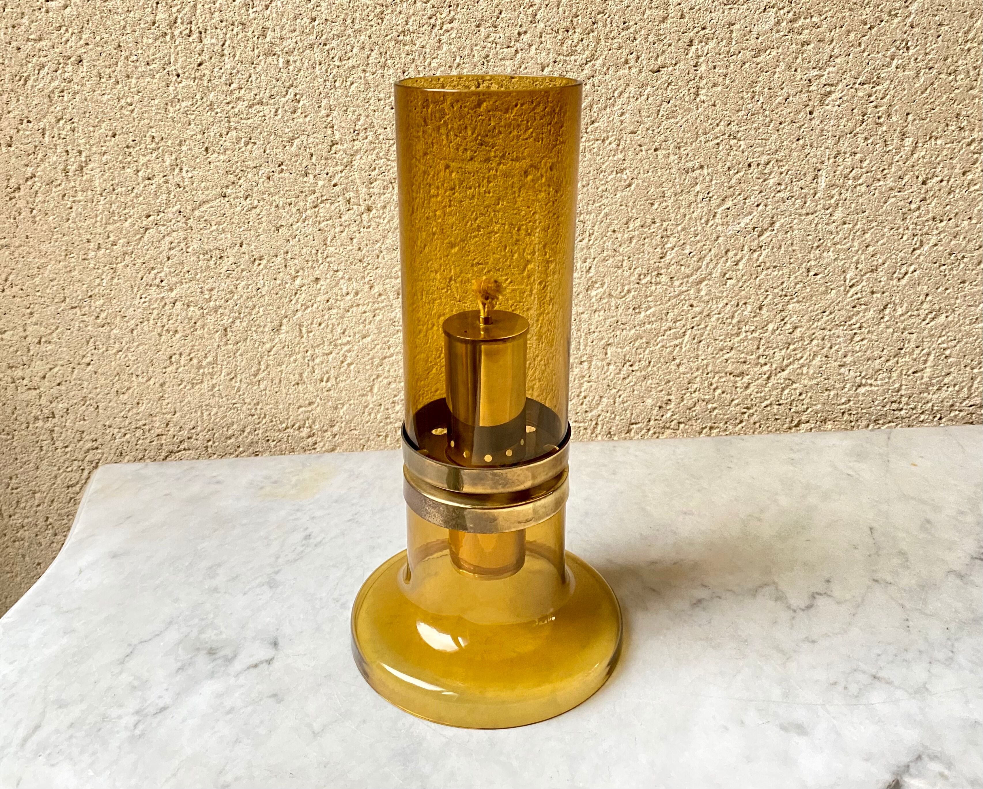 Oil lamp blown glass Hans Agne Jakobsson edition Markaryd Sweden 50s/60s