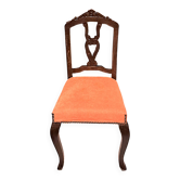Chaise bois vernissé et tissu velours orange 1880 /1900