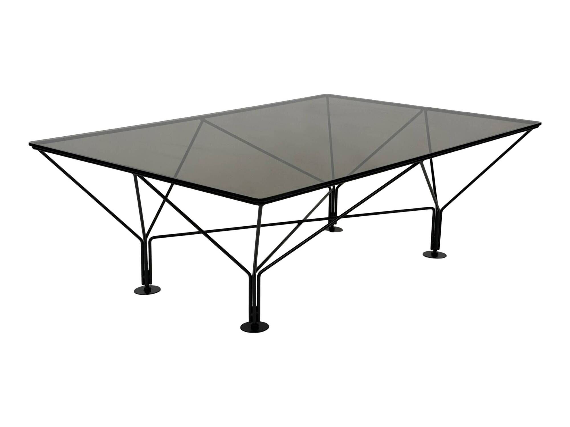 Vintage Coffee Table With Smoked Glass 80's Design