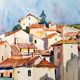 André Duculty (1912-1990) Watercolor on paper "Mediterranean Landscape" Monogrammed lower right