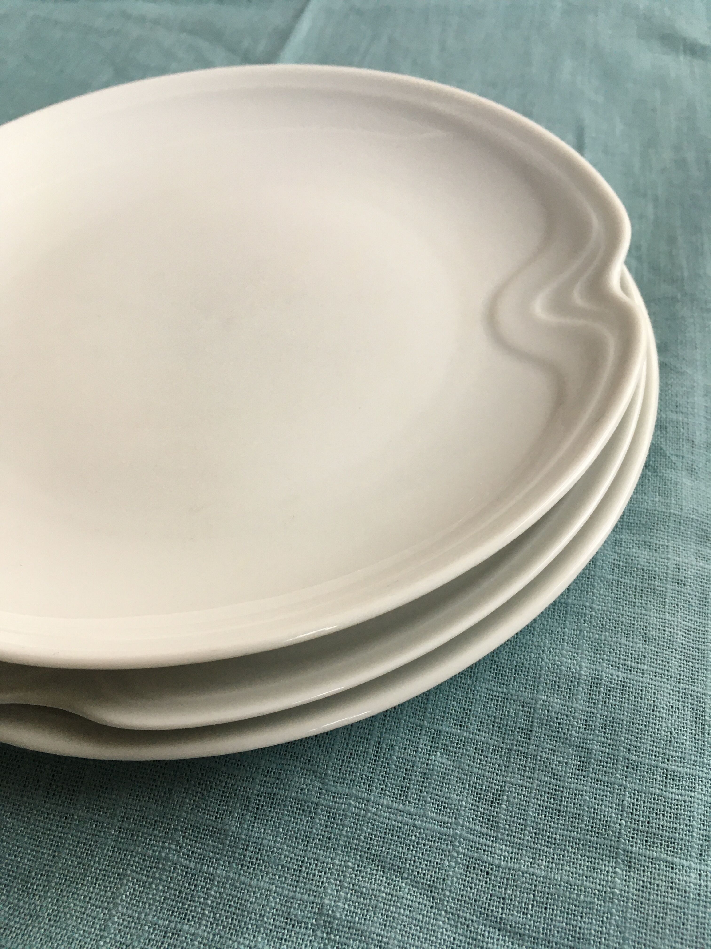 3 white porcelain dessert or serving plates