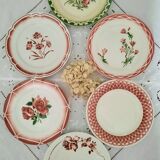 6 old flat plates mismatched in earthenware