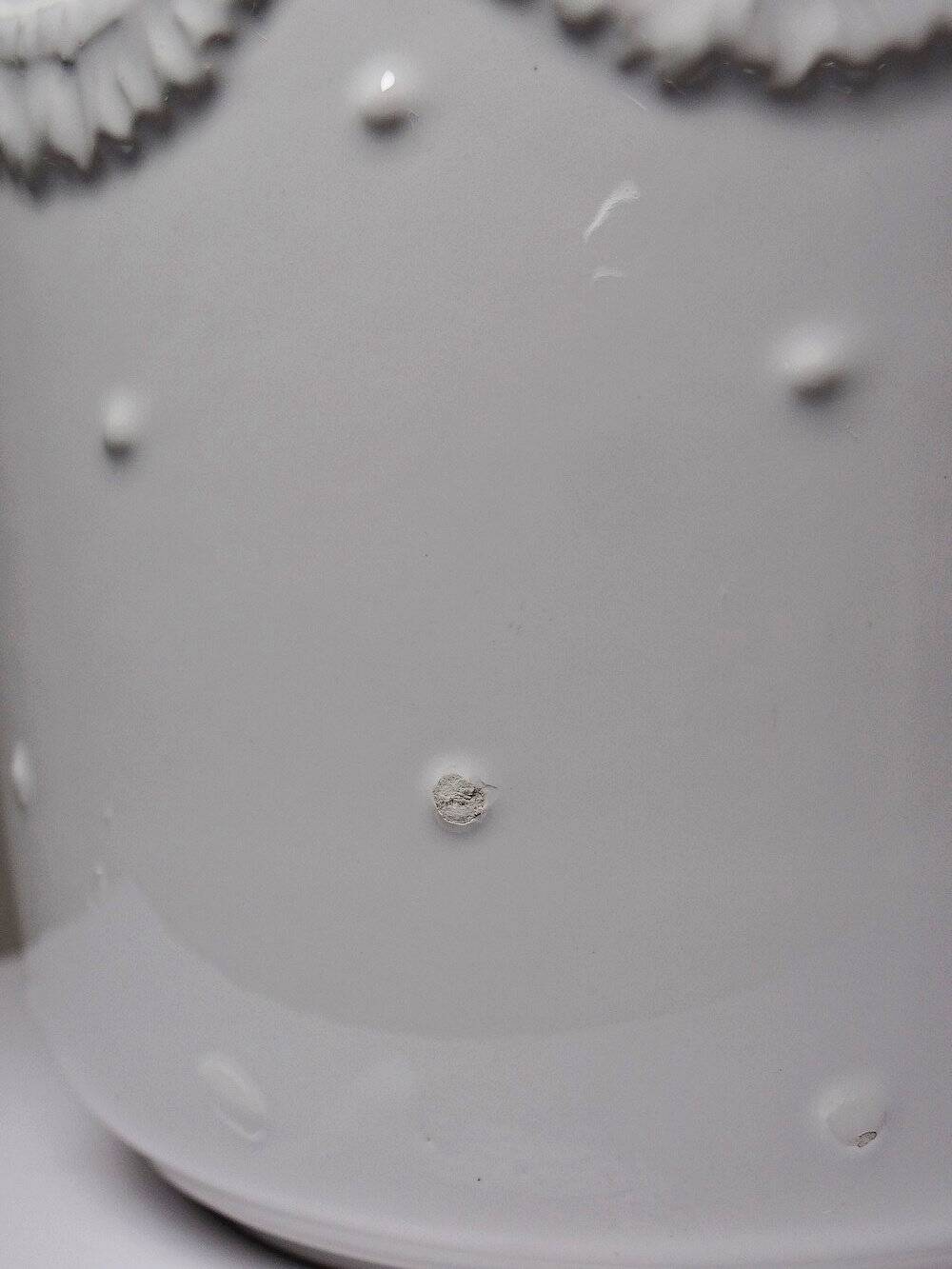 Decorative cache-pot in white faience, vintage shabby chic from Bassano, Italy.